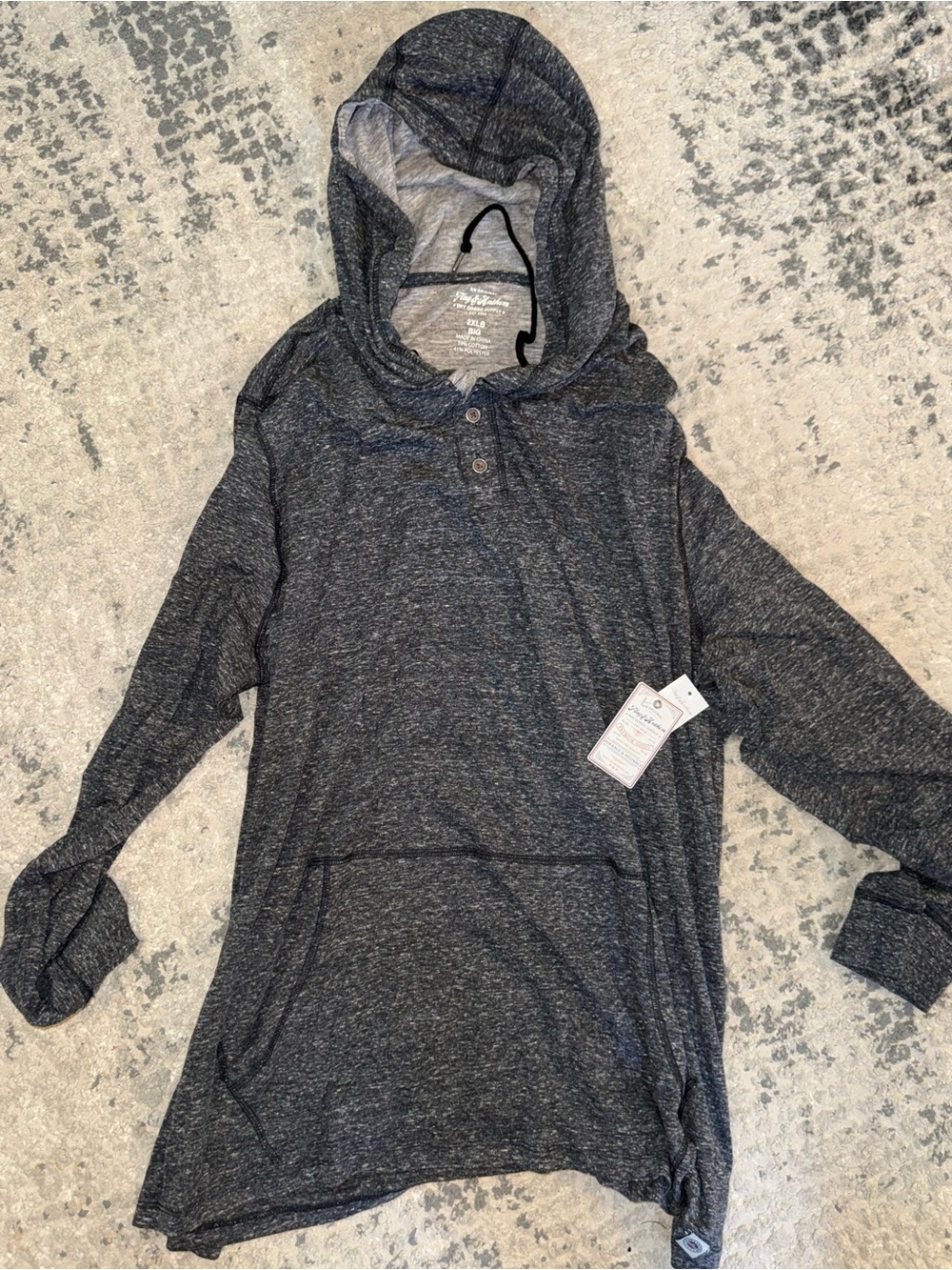 Flag and Anthem Hooded Tunic Pullover in Heather Charcoal